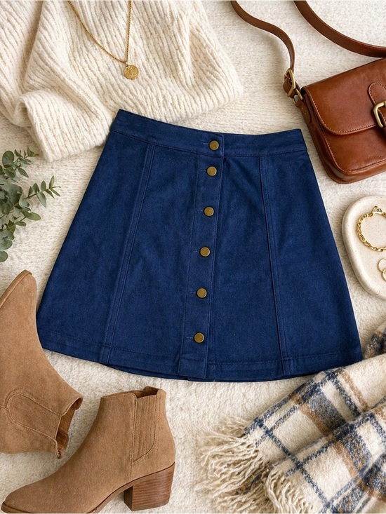 Ellison Dresses & Skirts - Ellison Blue Button Front Mini Skirt Size Small